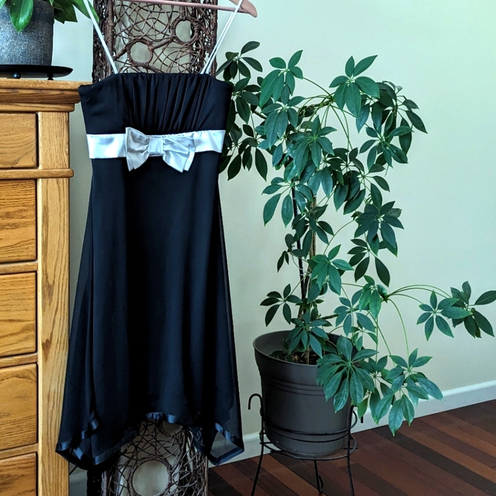 Black Dress with white bow